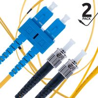 SC to ST Fiber Patch Cable Single Mode Duplex - 5m (16.4ft) - 9/125um OS1 (2 Pack) - Beyondtech PureOptics Cable Series