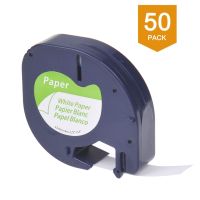 NineLeaf Replacement 10697 (91330 S0721510) LetraTag Refills 1/2 Inch x 13 Feet (12 mm x 4 m) Self-Adhesive Paper Label Tape Compatible for Dymo LetraTag LT-100T Label Makers Black on White 50 Pack