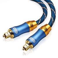 Digital Optical Audio Cable Toslink Cable 10ft - [Nylon Braided Jacket,24k Gold-Plated] Flexible and Durable Fiber Optic Cord for Home Theater, Sound bar, TV, PS4, Xbox & More