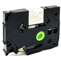 Compatible for Brother P-Touch Laminated TZe TZ Label Tape Cartridge 12mmx8m (TZ-134 Tze-134 Gold on Clear)
