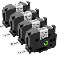 Airmall 4 Pack 24mm 1 Inch Black on White Compatible TZe-251 TZ251,1 Inch x 26.2 Feet,to use with P-Touch Label Maker PT-D600 PT-D600VP PT-P700 PT-P750W PTP900W PTP950NW (24mm X 8m)