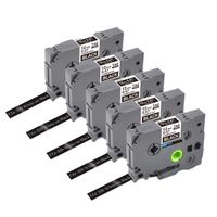5-Pack TZe-335 White on Black Replace Brother TZe Tape 12mm 0.47 Inch Lminated Tape for Brother Label Makers PTD200 PTH110 PTP300BT, 26.2 Feet (8M)