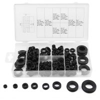 Qiilu 180 Pcs Rubber Grommet Kit, Rubber Grommet Wire Ring Electrical Gasket Washer Seal Assortment