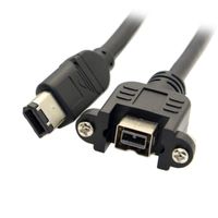 JSER IEEE 1394b 6Pin Male to 9Pin Female Extension Cable Firewire 800 to 400 Mount Screws 100cm