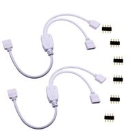 TronicsPros 2 Packs 4 Pin Splitter Cable LED Strip Connector 2 Way Splitter Y Splitter for One to Two 5050 3528 RGB LED Light Strip with 6 Male 4 Pin Plugs -30cm/12inch(1 to 2 Splitter Cable/ 2 Pack)