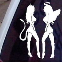 Elevin(TM)Hot Classic Sexy Girls Sticker Anger Devil Beauty White Car Truck Wall Laptop Phone Decal (White, 1611cm)