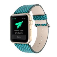 Watch Band for iWatch, MoreToys Leather Replacement Strap Wristband for Apple Watch Series 3, Series 2, Series 1 (38MM, Blue)