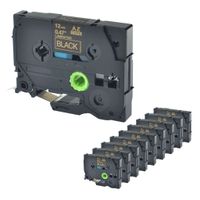 NineLeaf 10 Pack Gold on Black Label Tape Compatible for Brother TZ TZe TZ 334 TZe 334 1/2 inch for P-Touch GL-100 PT-1000 PT-1010 PT-1100 PT-1170 PT-11Q PT-1280 PT-18R PT-2030 PT-D210BK Printer