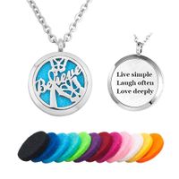 EV.YI Jewels Butterfly Ribbon Monogram Essential Oil Diffuser Necklace Love Deeply Aromatherapy Perfume Necklace Locket Pendant for Women Girl Men