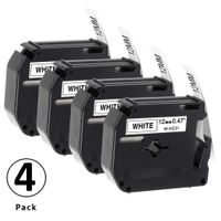 Airmall 4 Pack Compatible M Series Label Tape for M-K231 MK231 M231 for P-Touch Label Maker PTM95 PT-90 PT-80 PT-70BM- 12mm x 8m 1/2" x 26.2ft Black on White