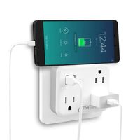 Multi Plug Outlet, USB Wall Charger Outlet Extender with High Speed 2.4A 2USB 3AC Outlets No Surge Protector Travel Power Strip, Outlet Splitter Cruise Ship Accessories Plug Extender(Gray)