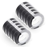 10-Roll Equivalent to Dymo 3D Plastic Tapes Embossing Label Maker Tape 520109 Compatible with Dymo Embossed Label Makers Office Mate II 154000 Organizer Xpress 12965, 3/8'' x 9.8', White on Black