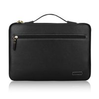 FYY 14-15.6" [Premium Leather]Laptop Sleeve Case Bag for 15" MacBook Pro 2018 2017 2016, Ultrabook Notebook Carrying Case Bag for 14"-15.6" ASUS Acer Lenovo Dell HP Toshiba Chromebook-Black