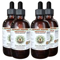 Graviola Alcohol-Free Liquid Extract, Graviola (Annona Muricata) Dried Leaf Glycerite Hawaii Pharm Natural Herbal Supplement 4x4 oz