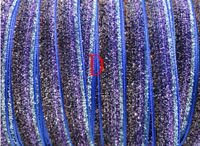 25y Two-Color Sparkle Glitter Velvet The Ribbon Headband Clips Bow 3/8" (D)