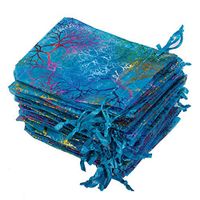 IETONE 50 Pieces 5x7 Inches Organza Drawstring Bags, Blue Organza Gift Bags, Jewelry Candy Bags for Wedding Party Gifts Pouches (Blue)