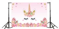 Yeele Unicorn Birthday Backdrop - 5x3ft Watercolor Rose Flowers Cute Smiley Face Photography Background Pictures Baby Shower Party Banner Decoration Girls Princess Portrait Photo Booth Studio Props