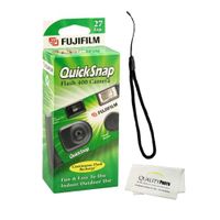 Fujifilm QuickSnap Flash 400 Disposable 35mm Camera (1 Pack) + Quality Photo Microfiber Cloth and Camera Wrist Strap