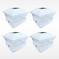5x5 Solar LED White Square Post Deck Cap PVC HIGUNE Outdoor Lights for Garden Patio Fence Pathway Landscape Lamp (4-Pack)
