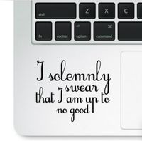 Decal & Sticker Pros I somenly Swear I am up to no Good Printed Sticker Decal on Clear Vinyl Compatible with All Apple MacBook Pro, Retina and Air Models