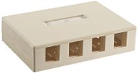 Hellermann Tyton SMBQUAD-I Surface Mount Box, 4 Port, 4.52" x 1.10" x 3.27", PVC, Ivory