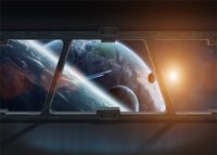 Leowefowa Vinyl 7X5FT Spaceship Backdrop UFO Earth Planet Shining Lights Abstract Creative Wallpaper Photography Background Kids Adults Photo Studio Props