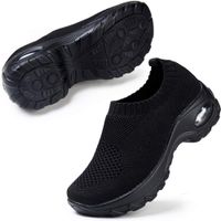 Walking Shoes for Women Lightweight Athletic Slip-On Running Shoes Fashion Sneakers Sports Shoes All Black 7