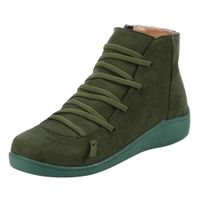 Women's Ankle Boots Ladies Leather Retro Lace up Side Zip Vintage Booties Flat Heel Arch Support Shoes
