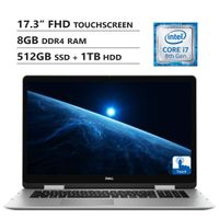 Dell Inspiron 17.3" FHD Touchscreen 2-in-1 Laptop, Intel Core i7-8565U Up to 4.6GHz, NVIDIA GeForce MX150 2GB, 8GB DDR4 RAM, 512GB PCIe SSD+1TB HDD, Wireless-AC, HDMI, USB Type-C, Windows 10, Silver