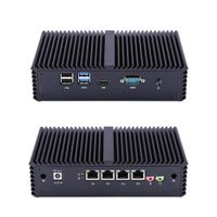 Qotom-Q330G4 Fanless Mini PC with 4 Ethernet LAN Support Linux Intel Core i3 4005U Computer (4G RAM + 128G SSD)
