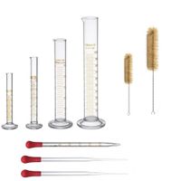 Thick Glass Graduated Measuring Cylinder Set 5ml 10ml 50ml 100ml Glass with Two Brushes