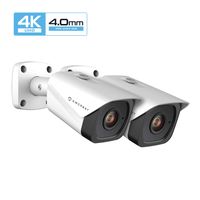 2-Pack Amcrest UltraHD 4K (8MP) Outdoor Bullet POE IP Camera, 131ft NightVision, 4.0mm Narrower Angle Lens, IP67 Weatherproof, Wide 88° Viewing Angle, MicroSD Recording, White (2PACK-IP8M-2496EW-40MM)