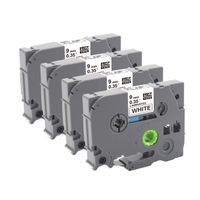 4-Pack Replace Brother P Touch TZ TZe 9mm 0.35 Inch, TZ221 TZe221 TZe-221 Black on White Laminated Tape,Work with Brother P-Touch PT-D200 PTD600 PT1290 Label Maker,9mm x 8m (3/8 Inch x 26.2 Feet)