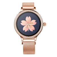 JJJ Waterproof Fitness Tracker, Fitness Watch with Blood Pressure Monitor with Lady Rhinestone Metal Texture Health Monitoring Physiological Cycle M8 Smart Bracelet,goldsteel