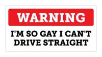 Sticker Frenzy Warning So Gay I Can'T Drive Straight Bumper Sticker Vinyl Decal 4"X6"