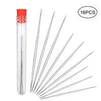 SUMAJU 16 Pieces Beading Needles with Needle Bottle, 5 Sizes Seed Beads Needles Beading Big Eye Collapsible Beading Needles Set for Jewelry Making