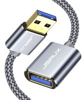 USB 3.0 Extension Cable, JSAUX 10ft USB A Male to USB A Female Extender Cord 5Gbps Data Transfer USB Flash Drive, Keyboard, Mouse, Playstation, Xbox, Oculus VR, Card Reader, Printer (Grey)