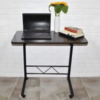 Akway Small Desk Mobile Laptop Desk Cart 23.6 inches Height Adjustable Rolling Cart Laptop Stands Bed Table for Eating and Laptops, Black CJ02-60-HHT