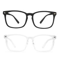 Blue Light Blocking Glasses Anti Eye Strain Minimize Headache UV Blocking Computer Reading Gaming Eyeglasses Frame (2 Pack(Matte Black & Transparent))