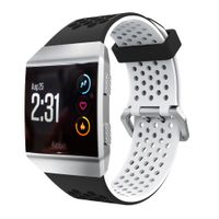 ZSZCXD Compatible for Fitbit Ionic Bands, New Silicone Replacement WatchBand Strap Band Wristband for Fitbit Ionic Smartwatch, Small and Large (Black & White, 5.5"-8.1")