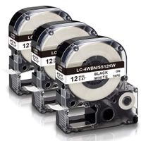 Absonic LK-4WBN LC-4WBN SS12KW LC 4WBN9 Standard LK Label Tape Cartridge 1/2'' Compatible for Epson LabelWorks LW-300 LW-400 LW-500 LW-600P LW-700 Label Maker, Black on White, 1/2in x 26.2ft, 3-Pack