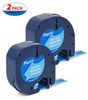 Label Orison Letratag Refills 91335 S0721650 Compatible with Dymo Labeling Tape Cassettes Plastic Black on Blue,1/2 Inch X 13Feet (12mmx4m),2Pack