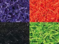 Assorted 4 Colors Halloween Crinkle Paper Shred for Packaging Gift Box/Party Decor 8-Ounce Bag Bulk Buy !! Choose Color Set (Black, Orange, Lime, Purple)