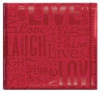 MCS MBI 13.5x12.5 Inch Embossed Gloss Expressions Scrapbook Album with 12x12 Inch Pages, Red, Embossed "Live, Laugh, Love" (848115)