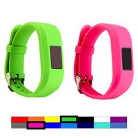 Dunfire Replacement Wristbands and Clip Cases for Garmin Vivofit 3 and Vivofit JR, Large Size and Small Size Bands, One Size Clip Case (2PCS - Green&Pink, Large)