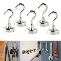 Strong Magnetic Hooks,Maximum 22LB Powerful Heavy Duty Neodymium Rare Earth Magnet Hook with 3 Layers Ni Strong Corrosion Protection (Pack of 5) (5-Pack)
