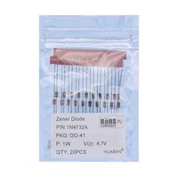 20PCS 1N4732A 1N4732 Silicon Planar Power Zener Diode 1W 4.7V DO-41 (DO-204AL) Axial Diodes 1 Watt 4.7 Volt