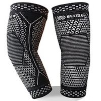 BLITZU Elbow Brace Compression Arm Sleeves UV Protection Elastic Support for Tendonitis Pain, Golfer's Elbow, Arthritis, Bursitis, Tennis, Basketball Lifting Sports Men Women (Black, M)