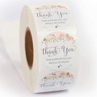 1.5" Round Floral Thank You for Supporting My Small Business Stickers. 1000 Labels Perfect for Bakeries, Handmade Goods & Small Business Owners.
