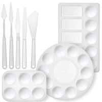 Glokers Paint Palette and Painting Knife Set - 3 Paint Trays and 5 Paint Knives - Suitable for All Kinds of Paint - Professional Art Supplies for Adults and Kids
